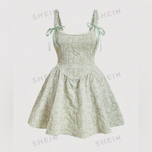 Sage Green Mod Floral Dress